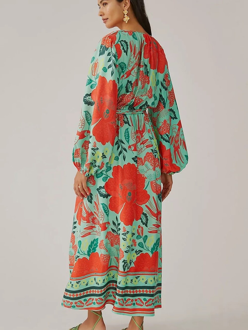 Farm x Anthropologie Poppy Print Maxi Dress Womens Large Pockets Rio - Picture 3 of 12